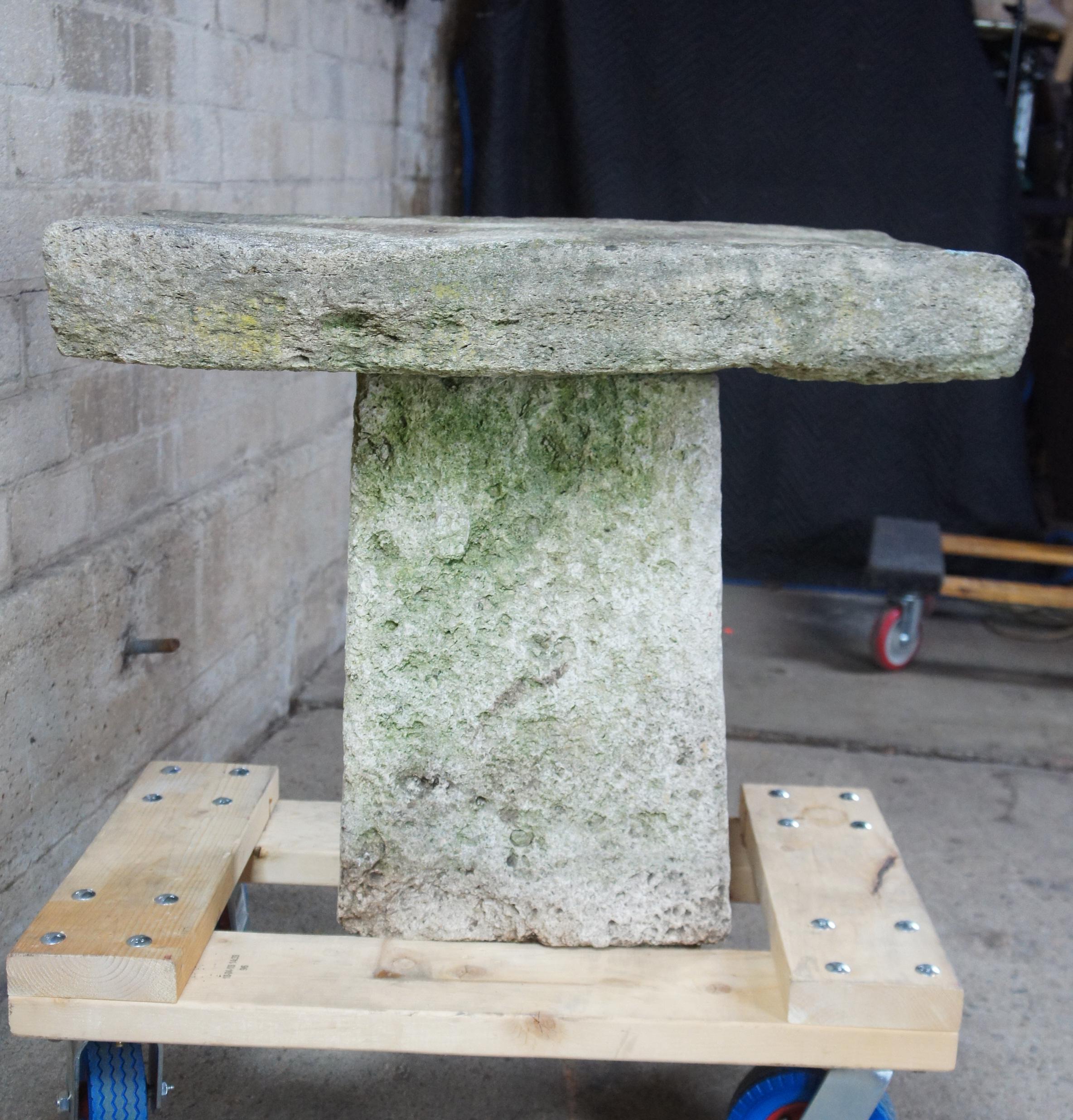 Minimalist 18th Century Antique Carved Stone Outdoor Garden Table Pedestal Platform Stand