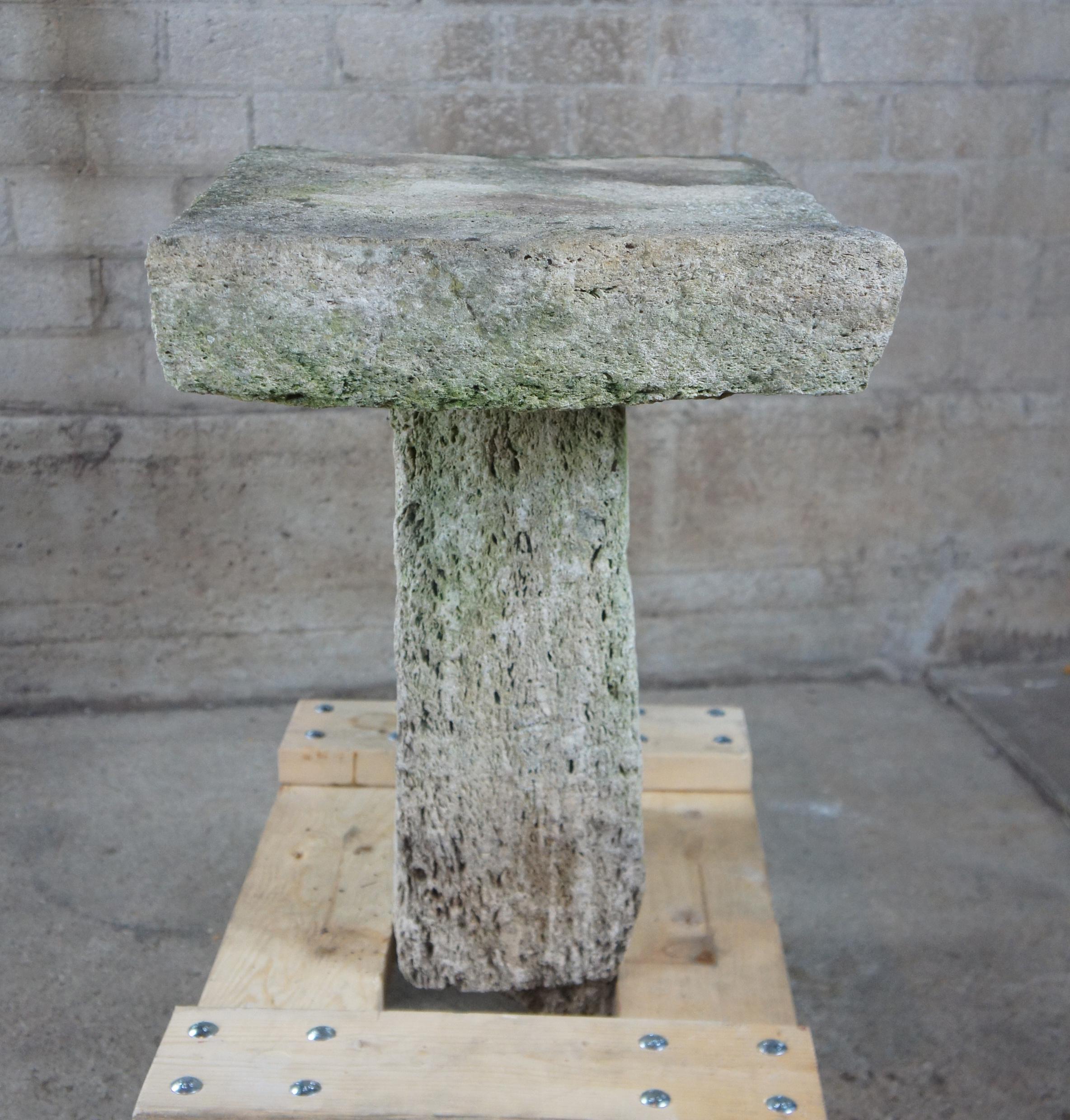 18th Century Antique Carved Stone Outdoor Garden Table Pedestal Platform Stand 1