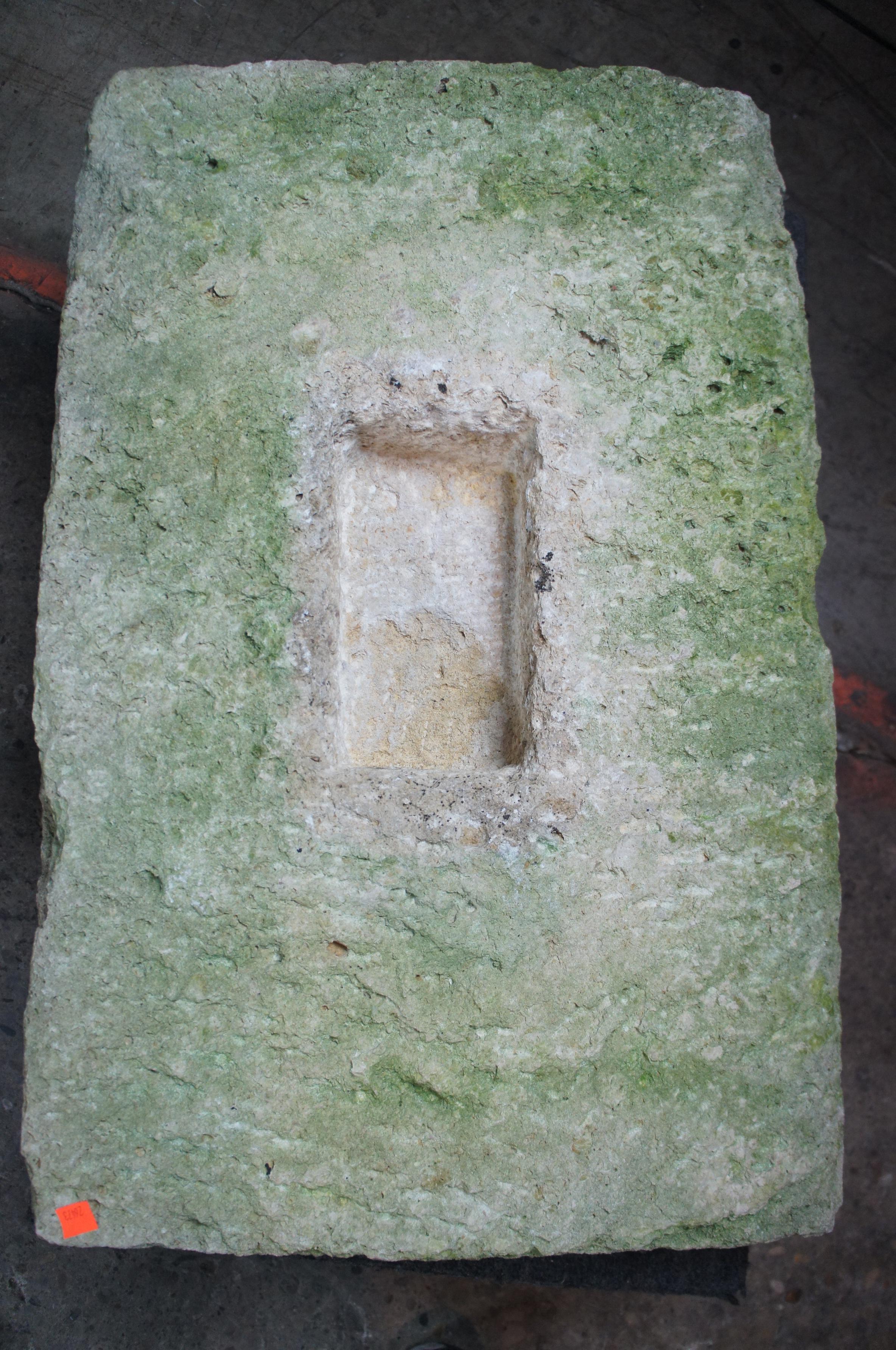 18th Century Antique Carved Stone Outdoor Garden Table Pedestal Platform Stand 2