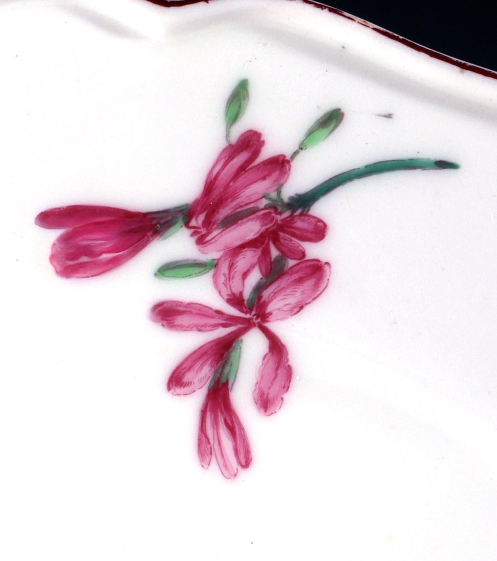 18th Century Antique Chelsea Porcelain Massive Botanical Dish, Red Anchor Period For Sale 2