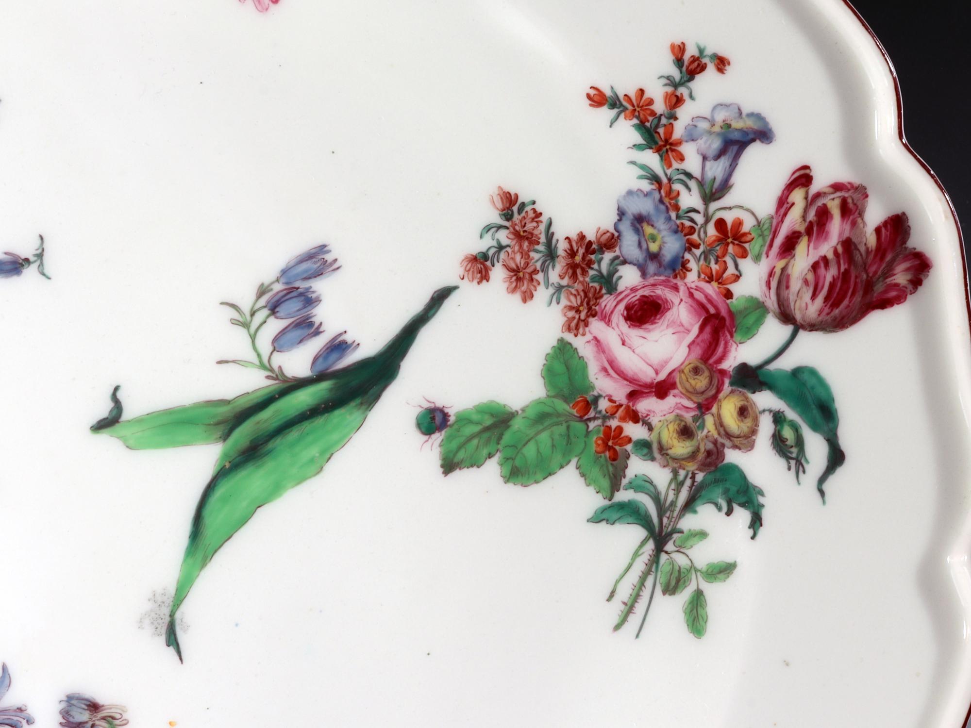 18th Century Antique Chelsea Porcelain Massive Botanical Dish, Red Anchor Period For Sale 4
