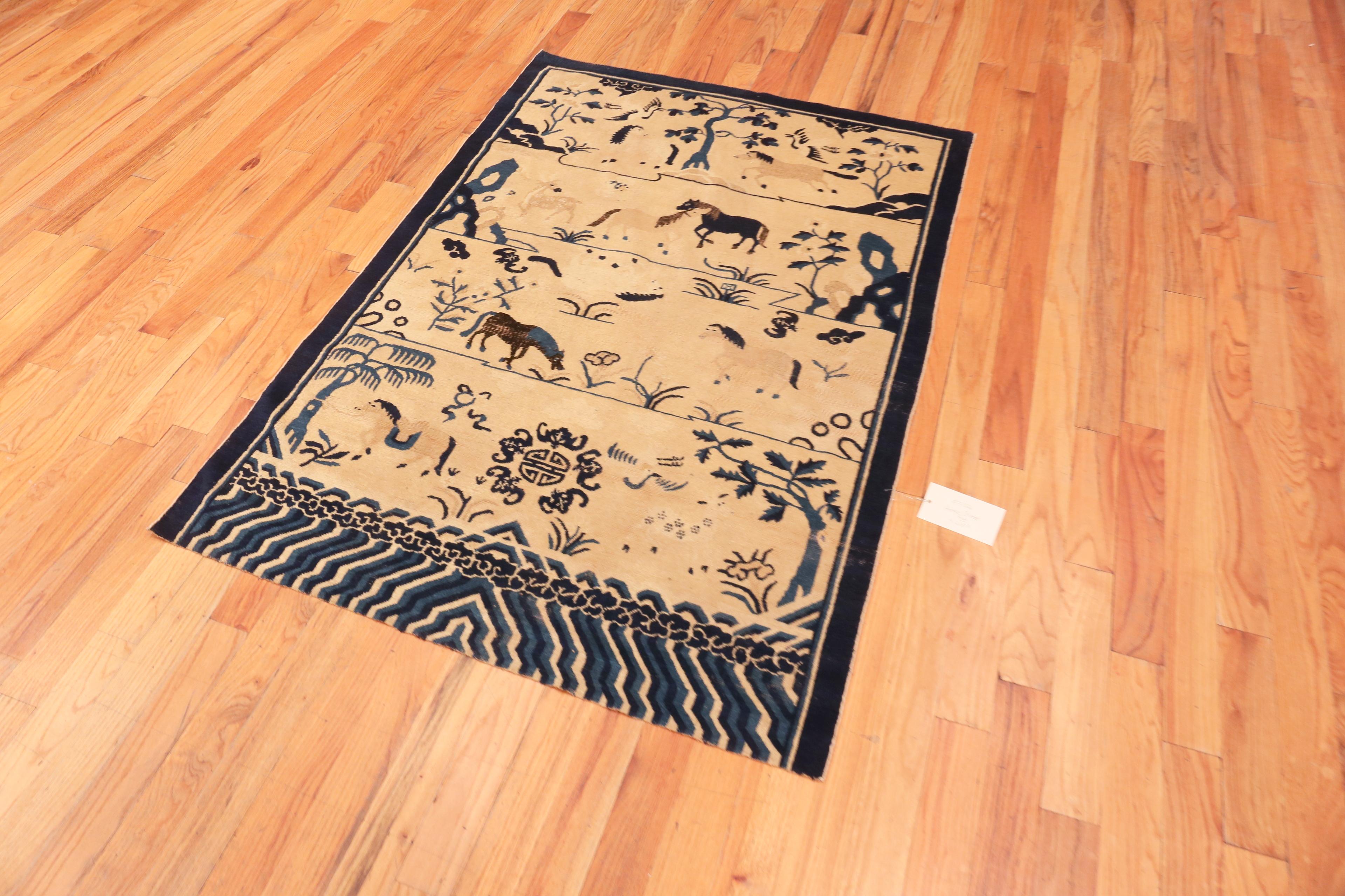 18th Century and Earlier 18th Century Antique Chinese Animal Rug. Size: 4 ft 2 in x 5 ft 9 in