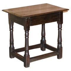 18th Century Antique circa 1740 George II Oak Side Table with Single Drawer
