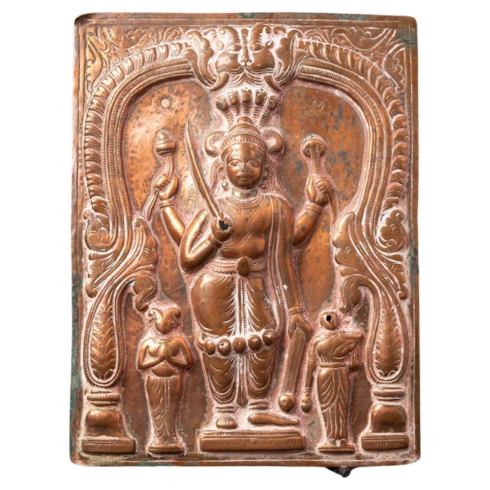 Antike Kupfer-Repoussé-Tafel des Virabhadra aus Indien aus dem 18.
