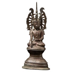 18th century Antique crowned Burmese Buddha statue from Burma