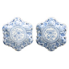 18th Century Antique Delft Hexalobed Dishes, a Pair