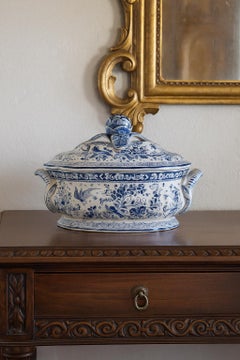 Zuppiera con coperchio di Delft olandese del XVIII secolo