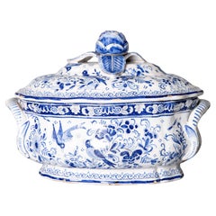 Zuppiera con coperchio di Delft olandese del XVIII secolo