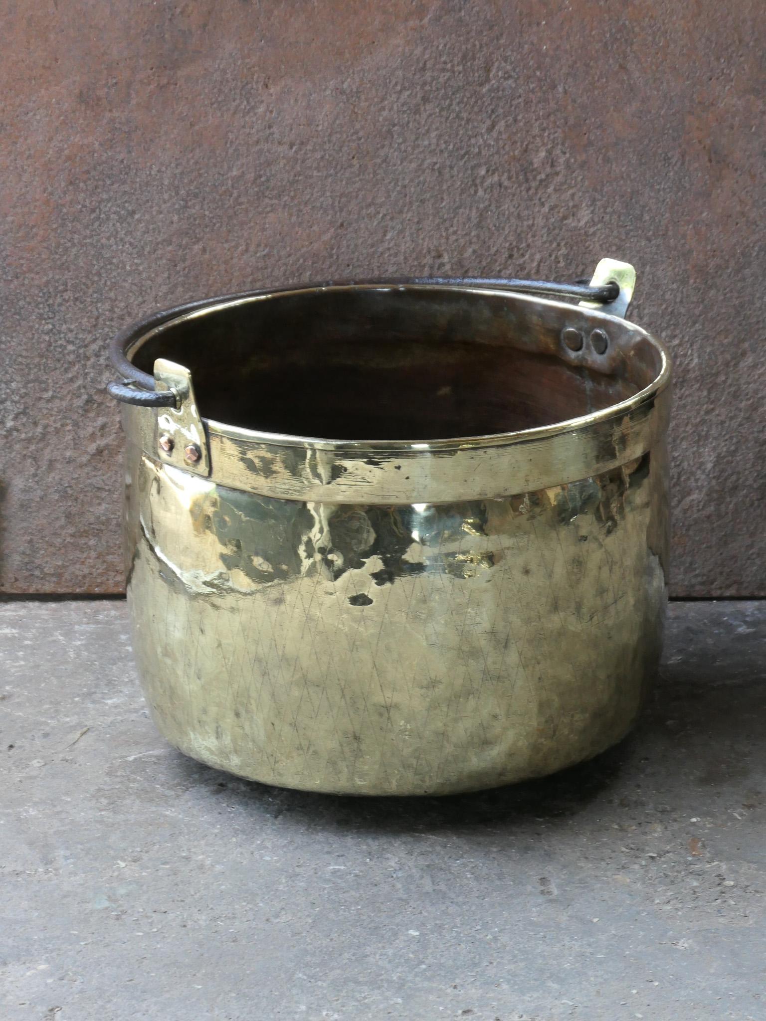 Louis XV 18th Century Antique Dutch Polished Brass Firewood Basket For Sale
