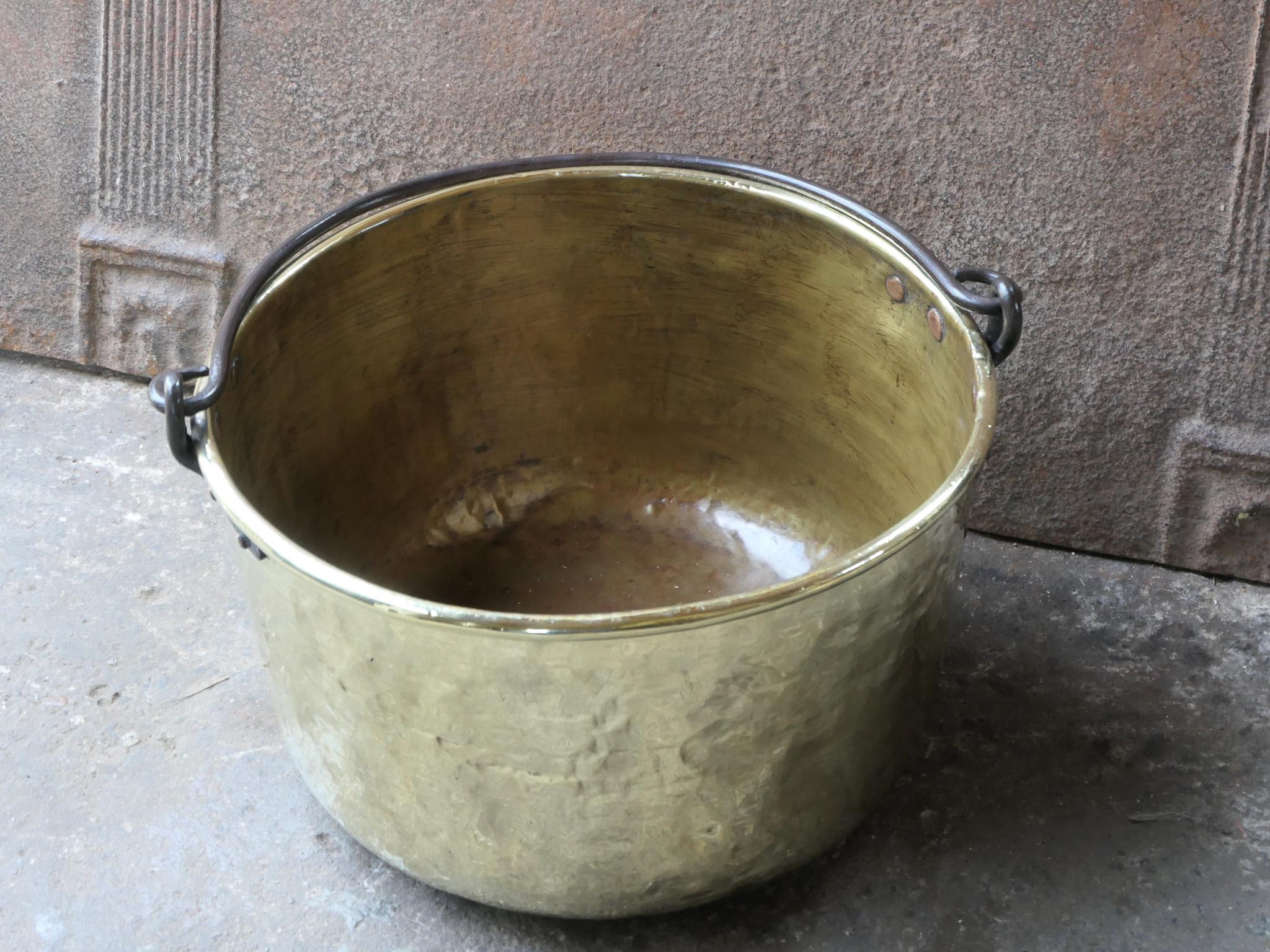 18th Century and Earlier 18th Century Antique Dutch Polished Brass Firewood Basket For Sale
