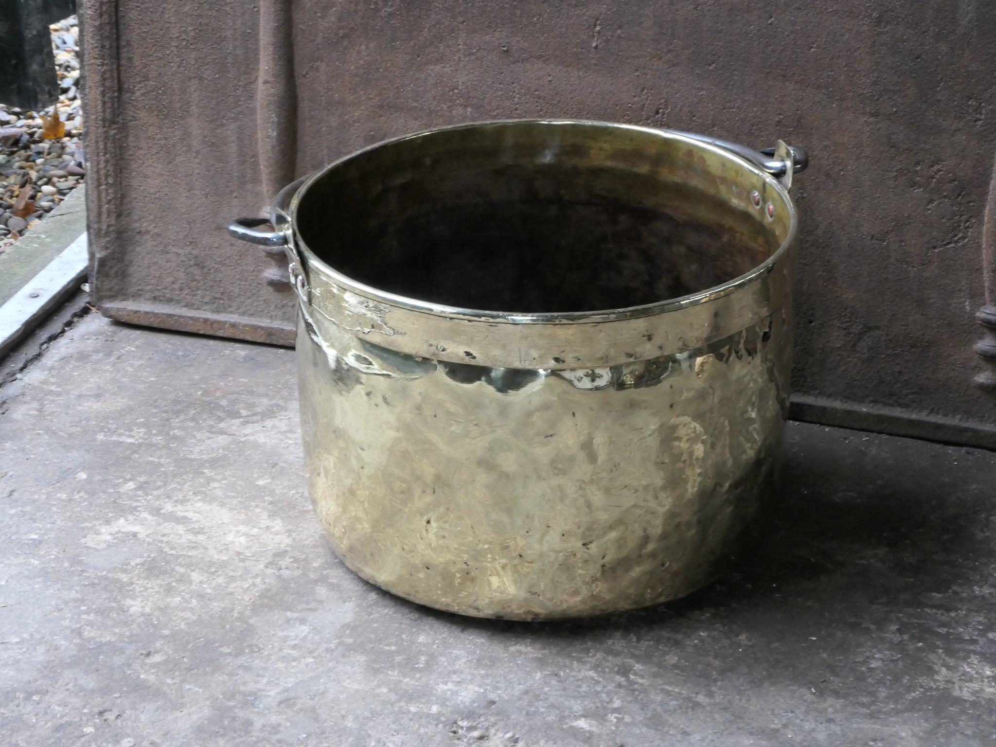 18th Century and Earlier 18th Century Antique Dutch Polished Brass Firewood Basket For Sale