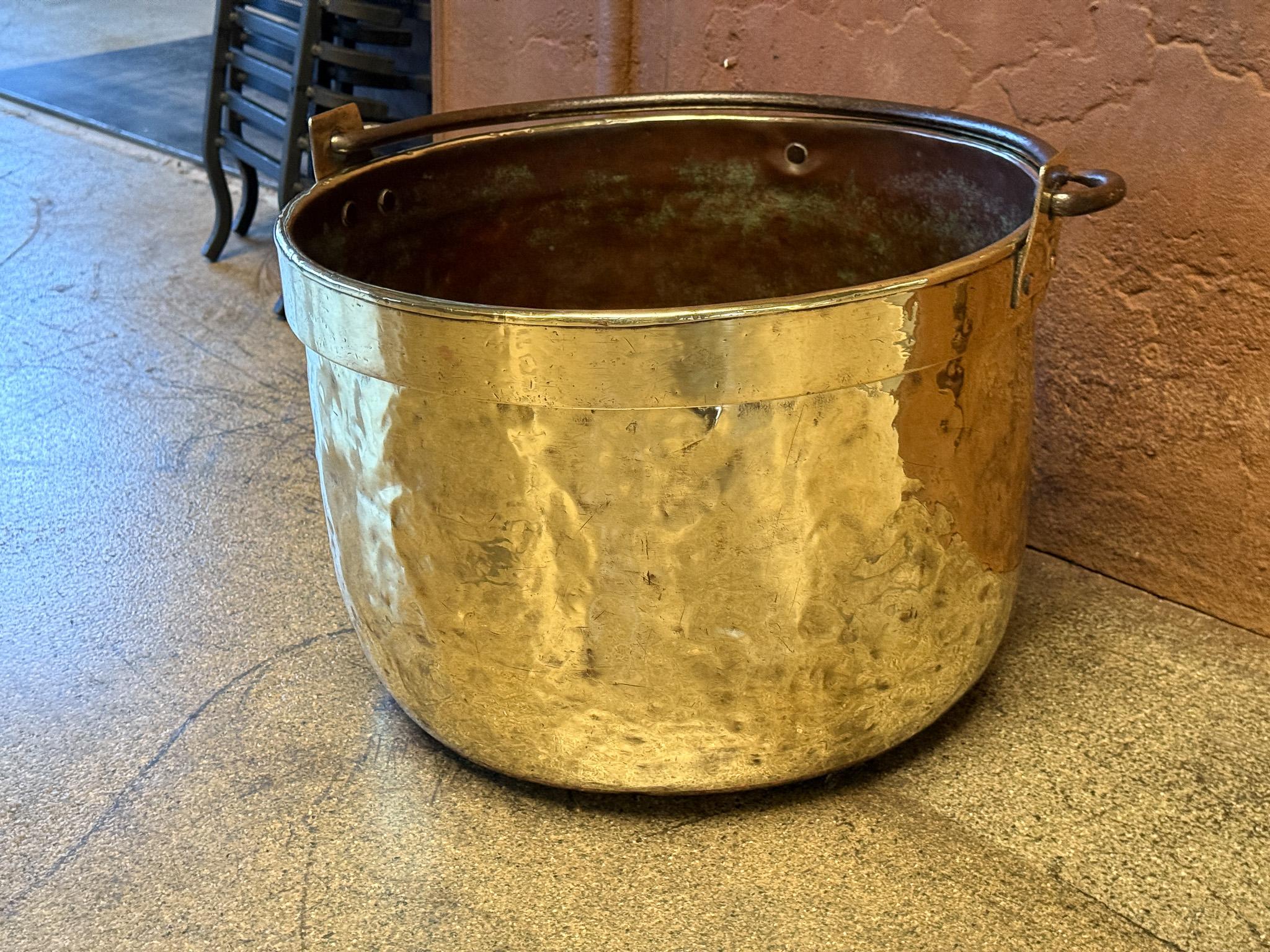 18th Century and Earlier 18th Century Antique Dutch Polished Brass Firewood Basket For Sale