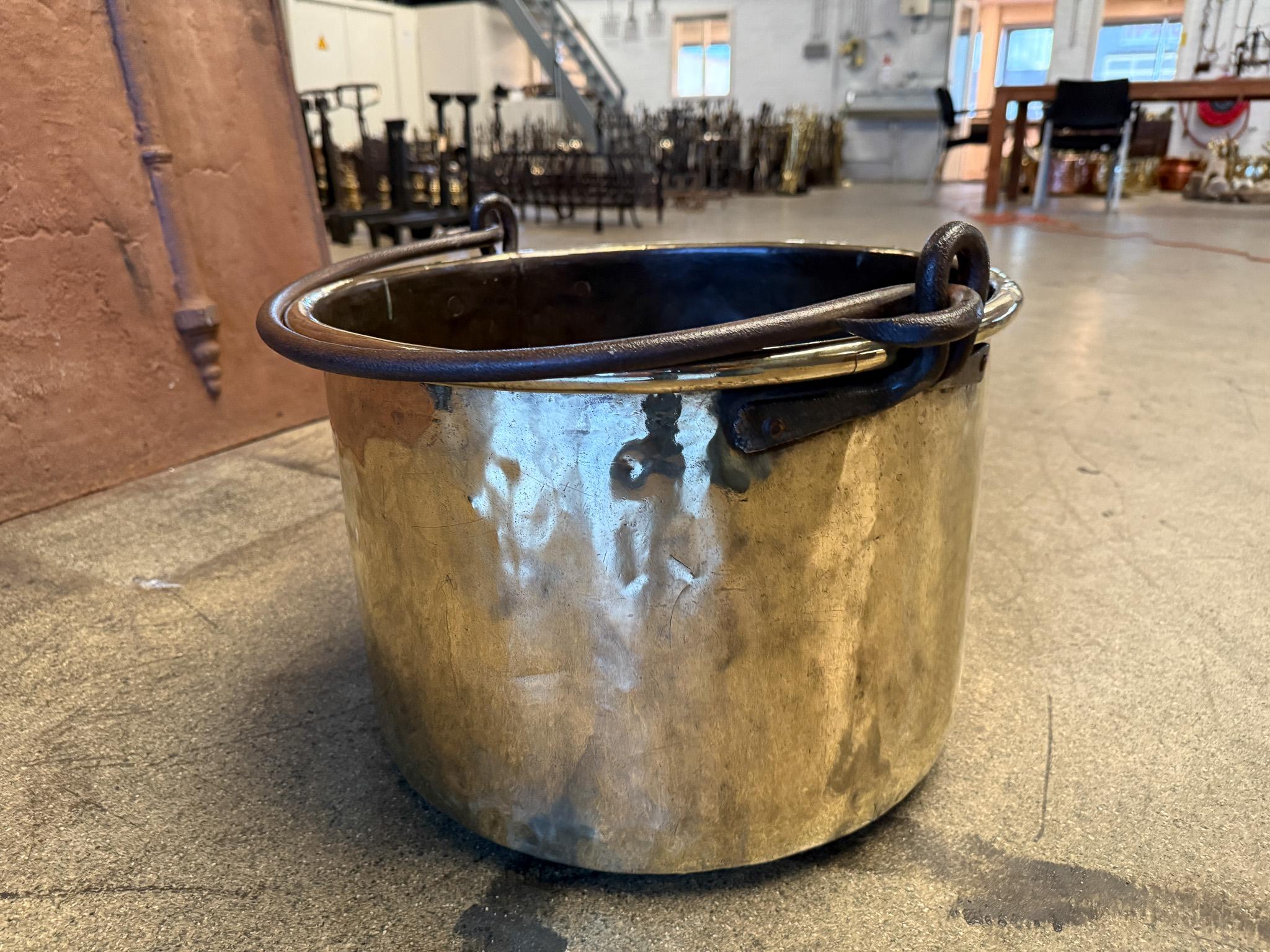 18th Century and Earlier 18th Century Antique Dutch Polished Brass Firewood Basket For Sale
