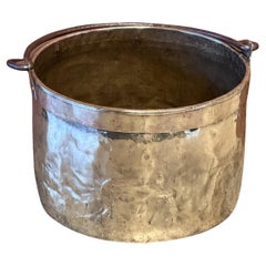 Panier en bois de feuillus néerlandais ancien du 18ème siècle en laiton poli