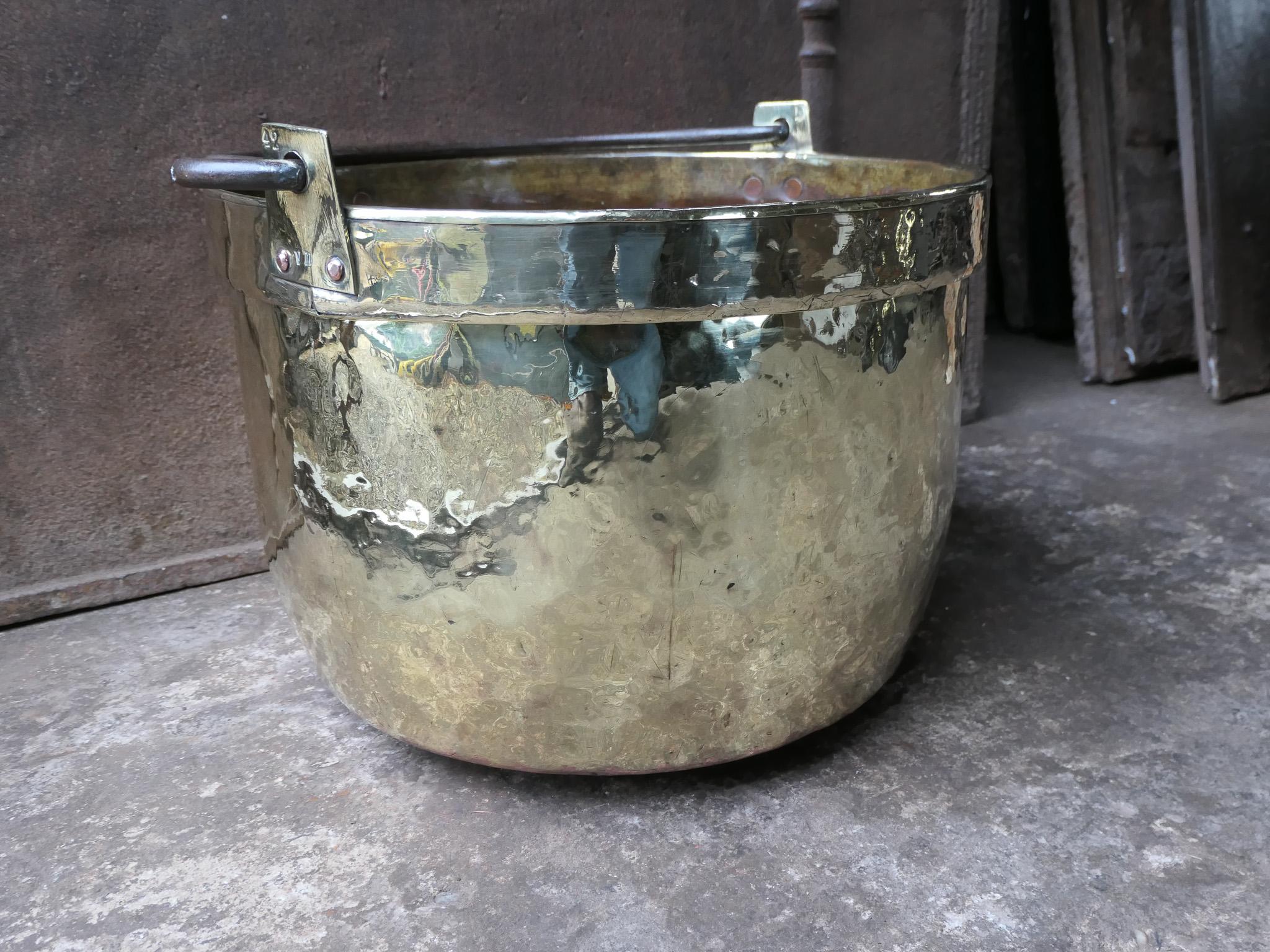 18th Century Antique Dutch Polished Brass Firewood Holder For Sale 4