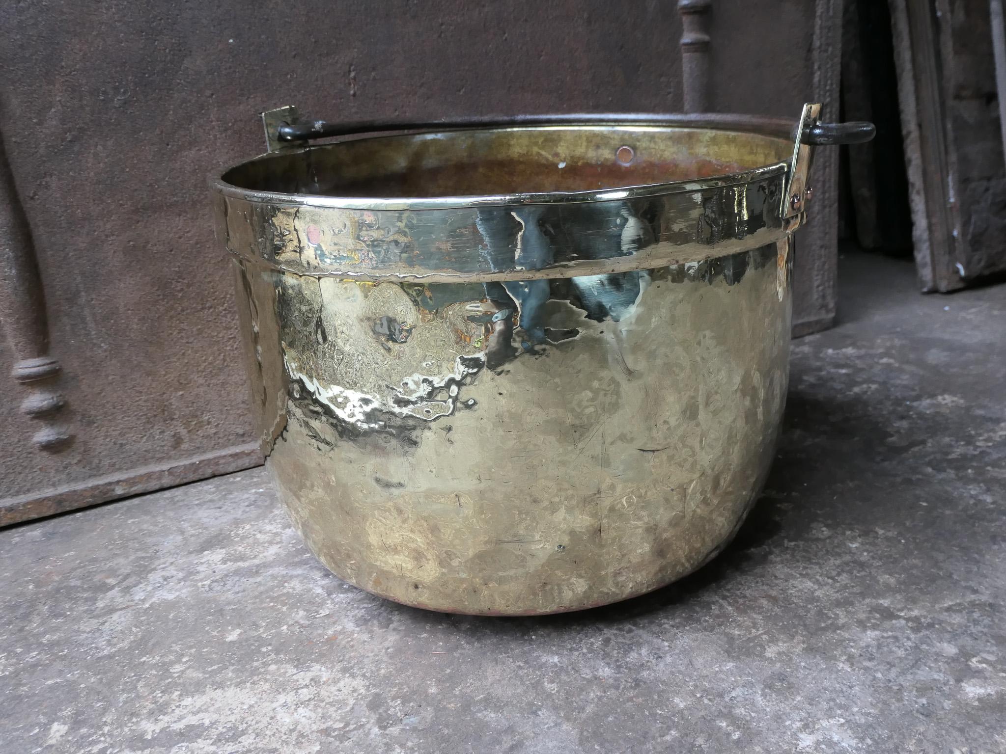 18th Century Antique Dutch Polished Brass Firewood Holder For Sale 5