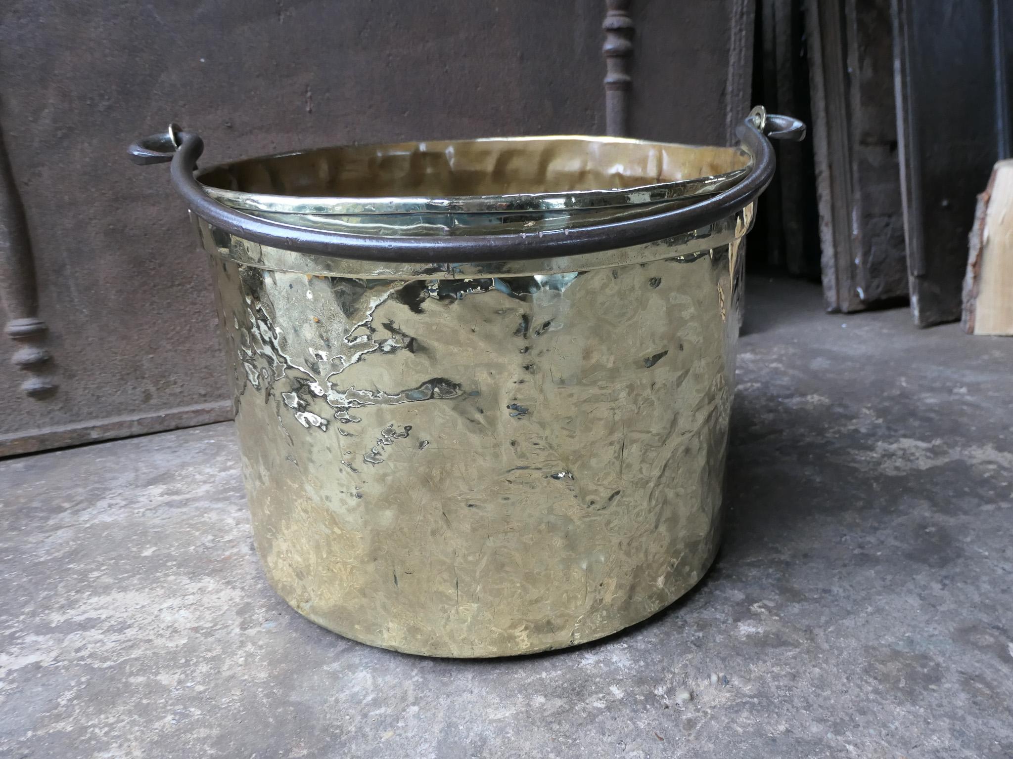18th Century Antique Dutch Polished Brass Firewood Holder For Sale 10
