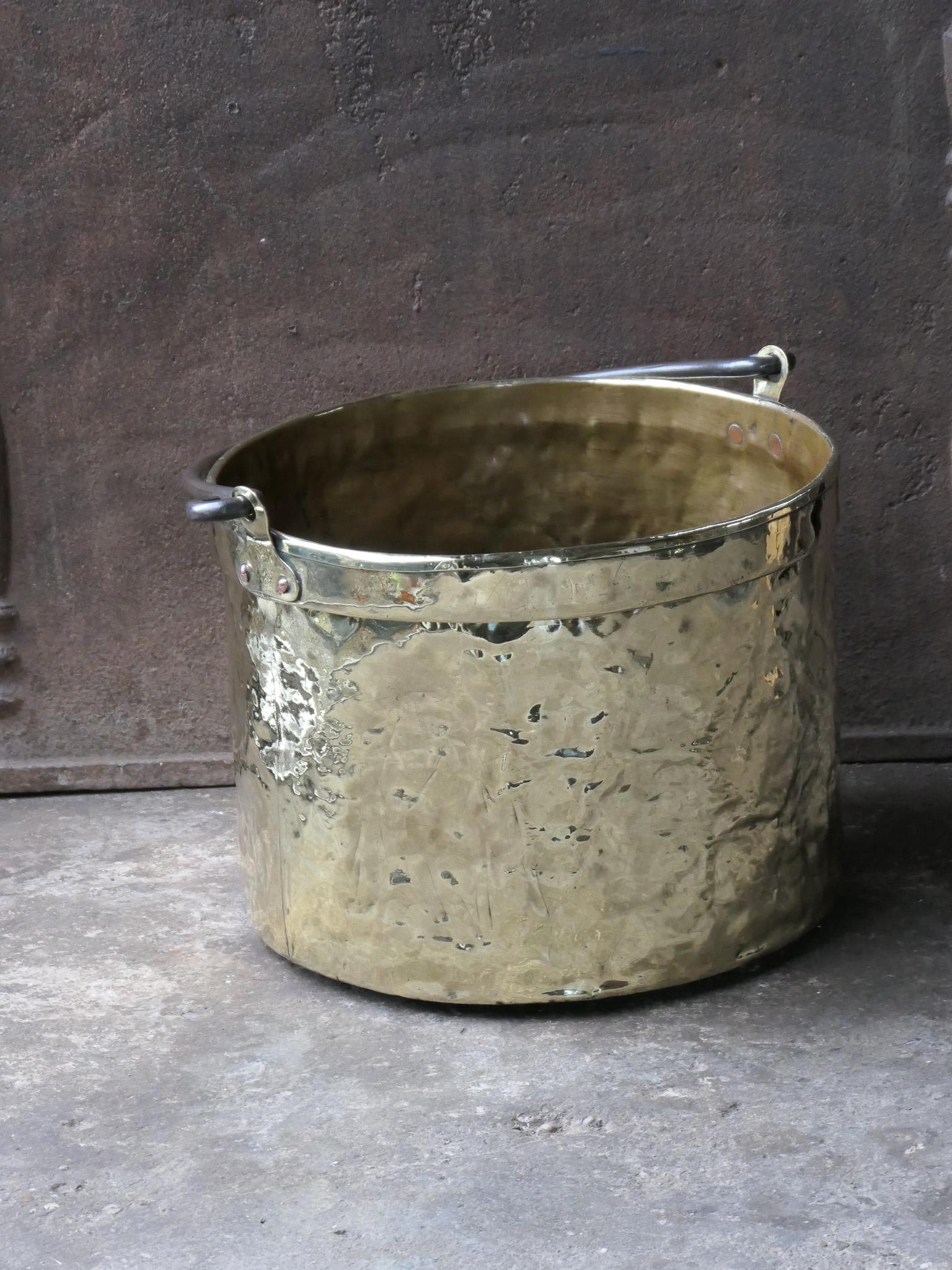 Forged 18th Century Antique Dutch Polished Brass Firewood Holder For Sale