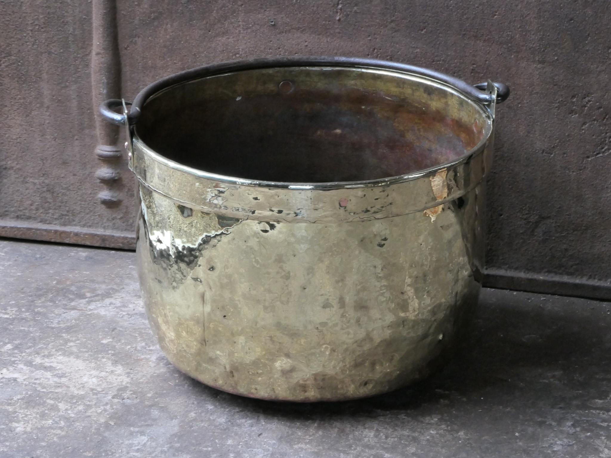 18th Century and Earlier 18th Century Antique Dutch Polished Brass Firewood Holder For Sale