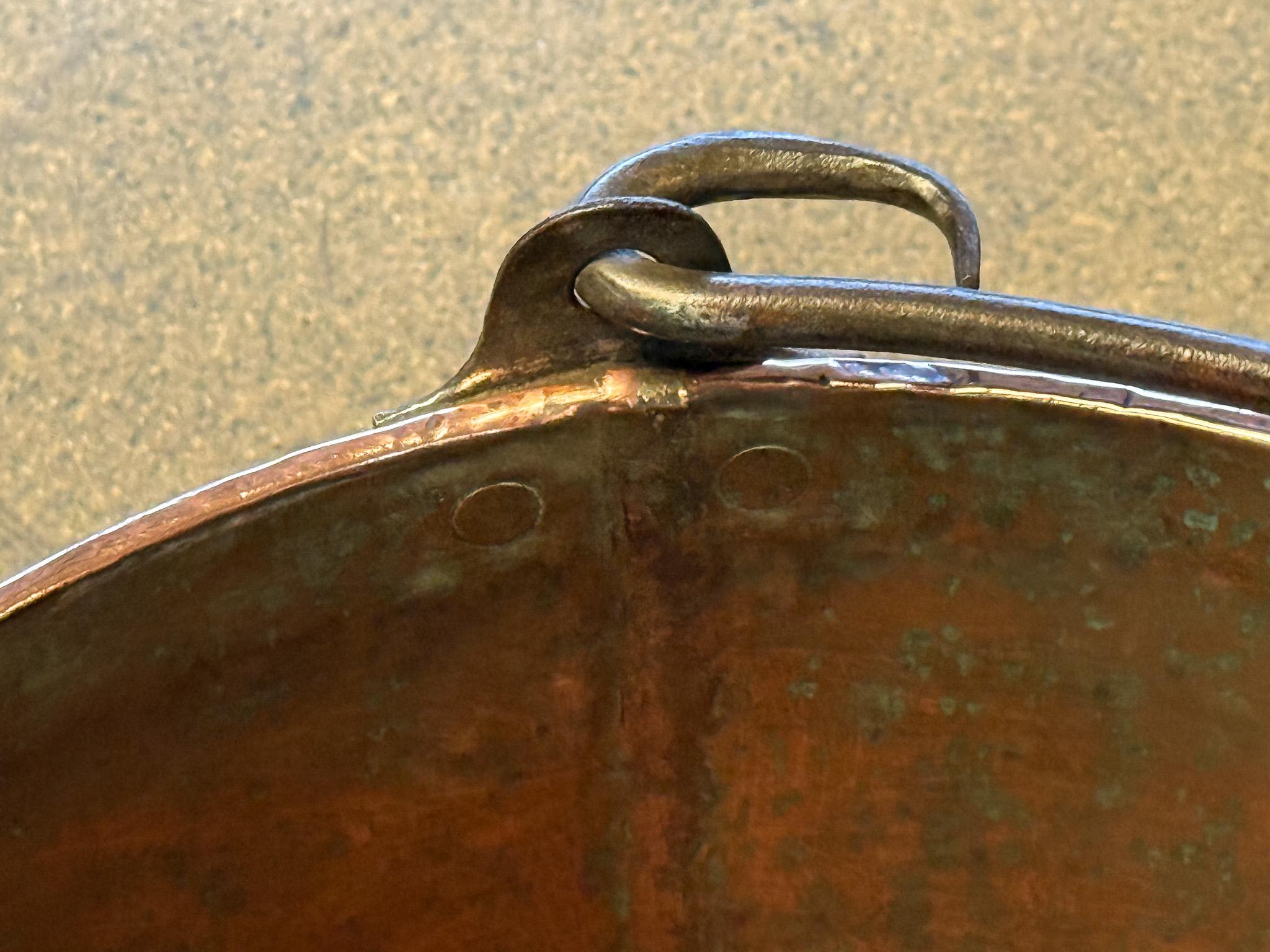 18th Century Antique Dutch Polished Copper Firewood Basket For Sale 3