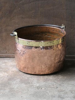 18th Century Antique Dutch Polished Copper Firewood Basket