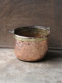 18th Century Antique Dutch Polished Copper Firewood Basket