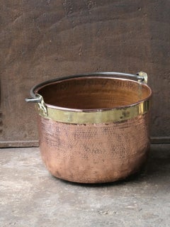 18th Century Antique Dutch Polished Copper Firewood Basket