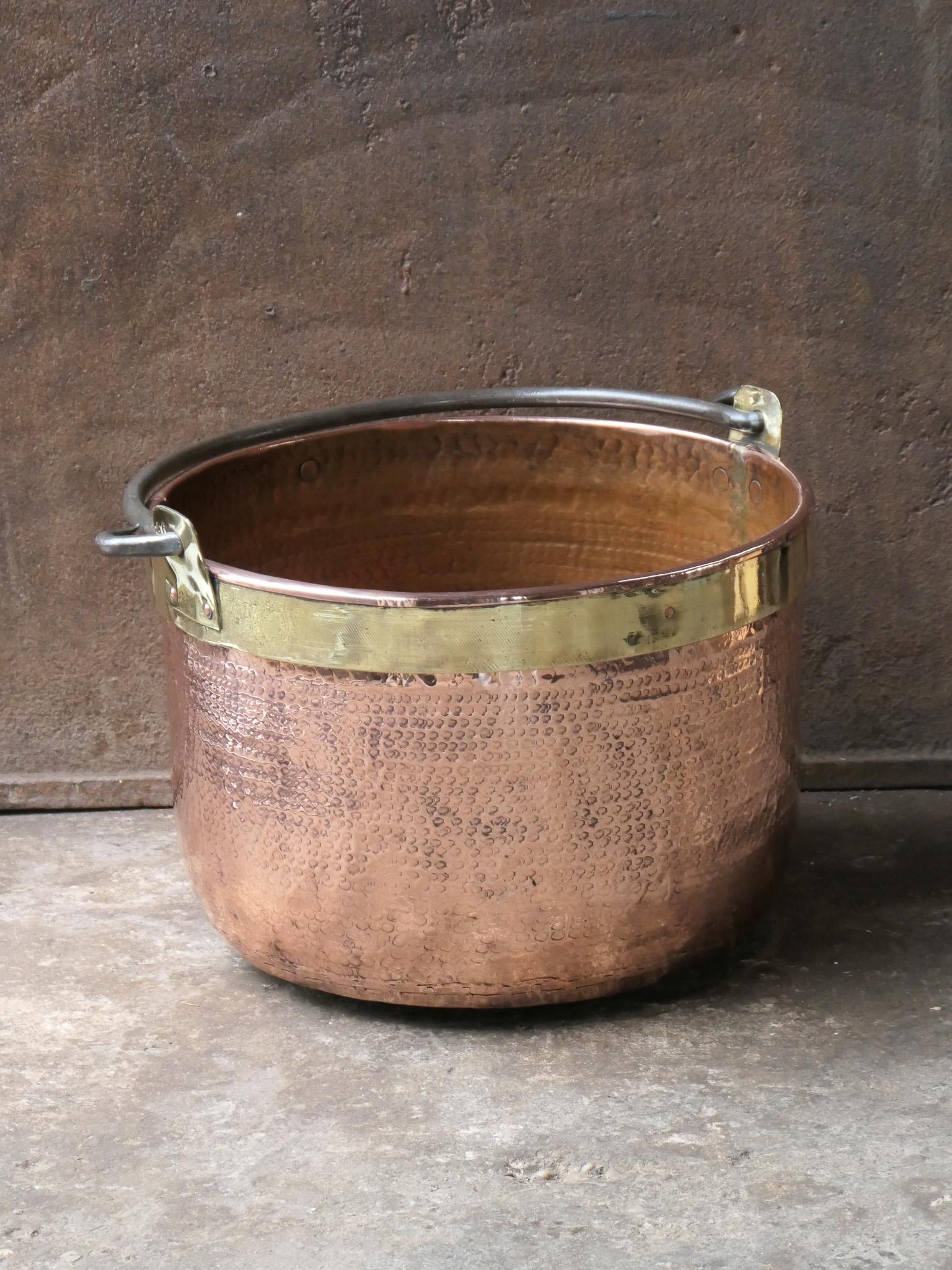 Forged 18th Century Antique Dutch Polished Copper Firewood Basket
