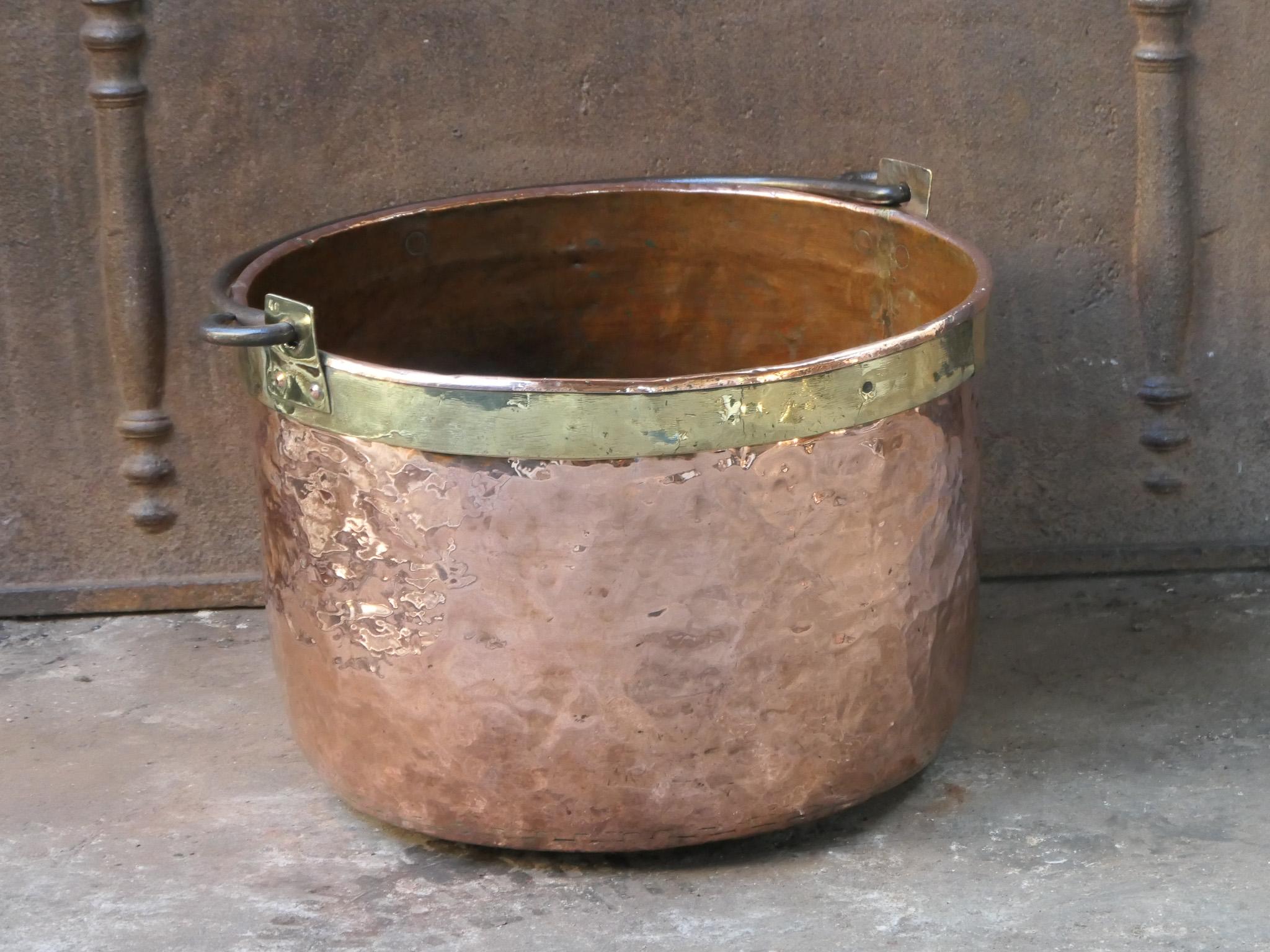 Forged 18th Century Antique Dutch Polished Copper Firewood Basket