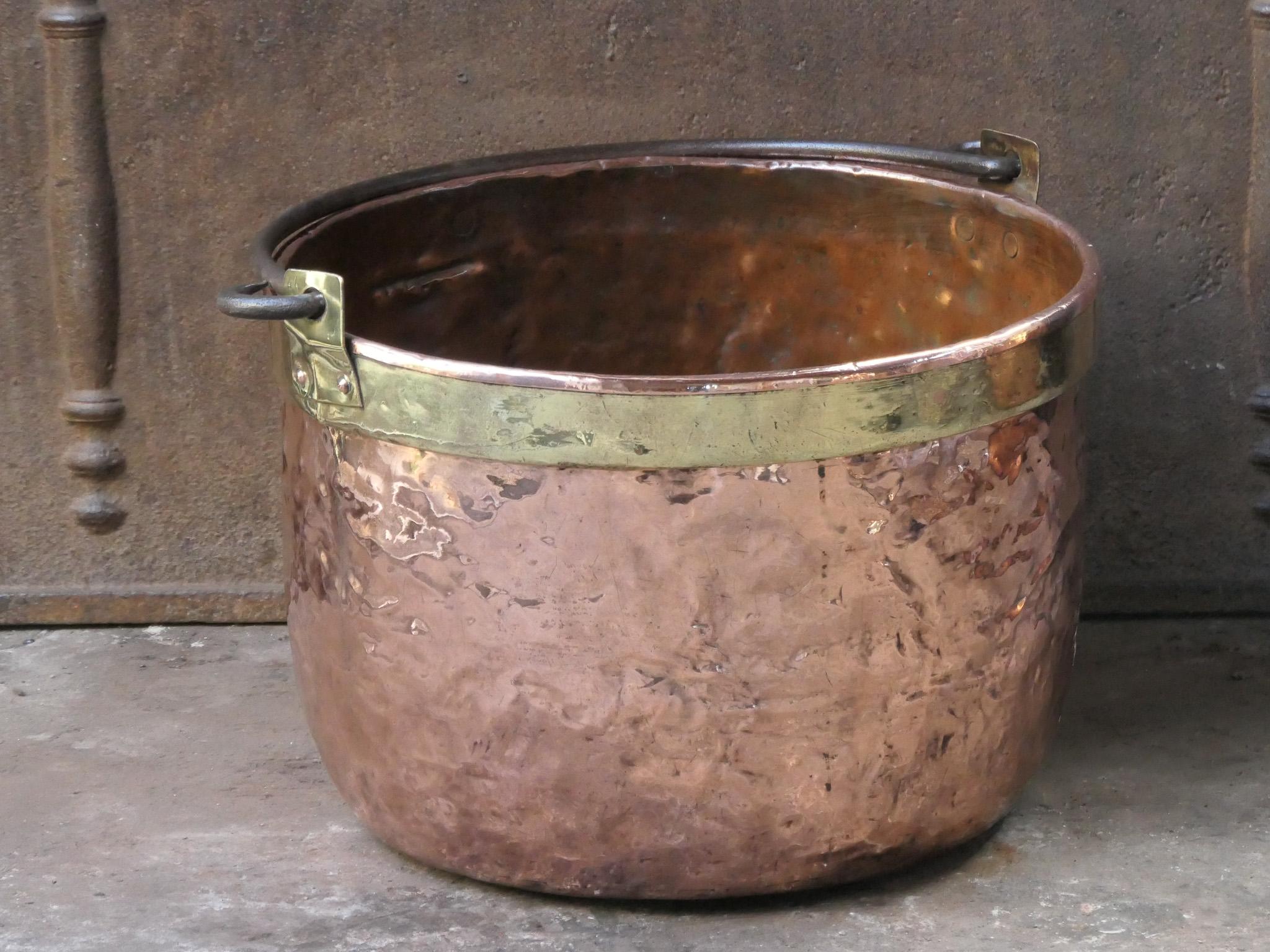 Forged 18th Century Antique Dutch Polished Copper Firewood Basket For Sale