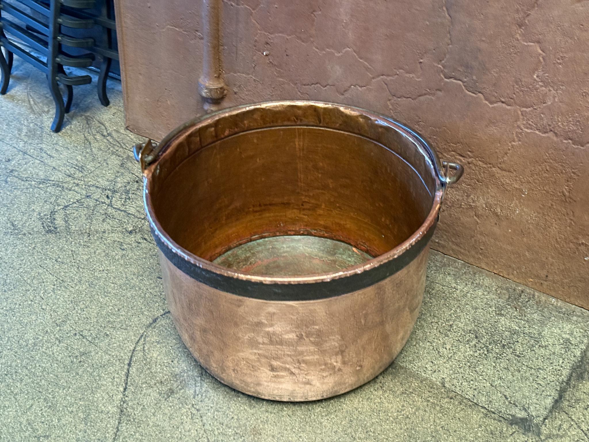 Forged 18th Century Antique Dutch Polished Copper Firewood Basket For Sale