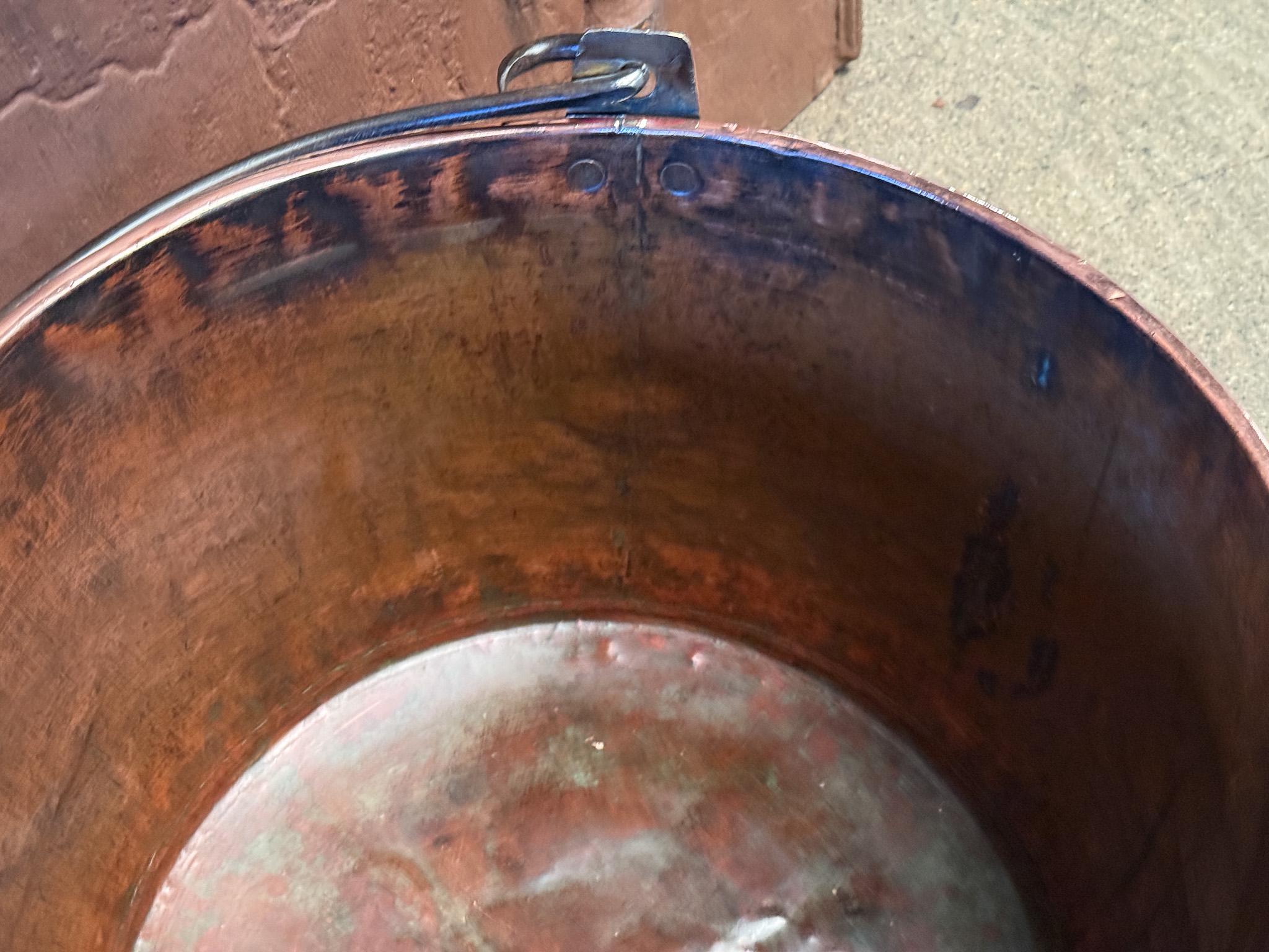Forged 18th Century Antique Dutch Polished Copper Firewood Basket For Sale