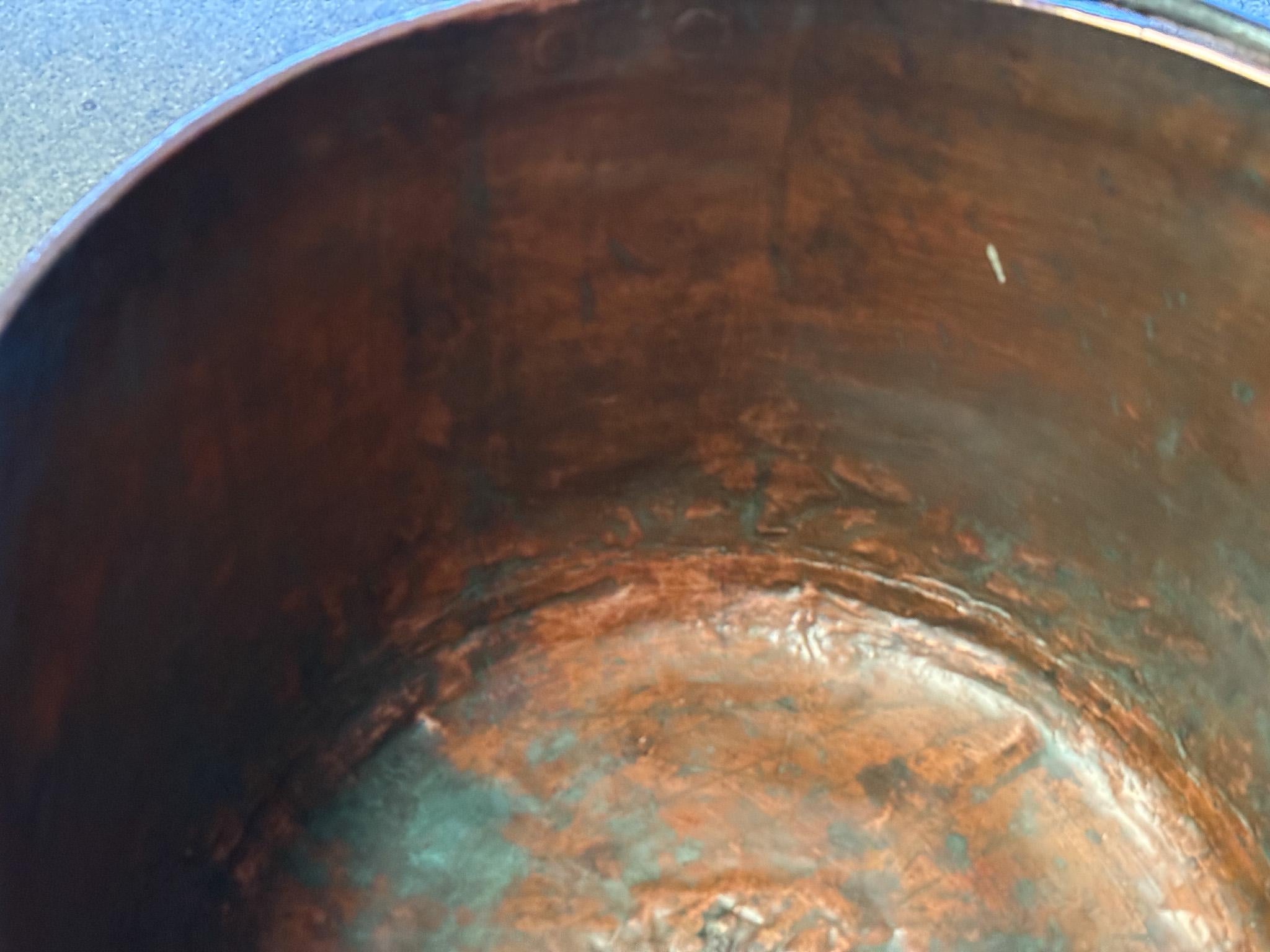 Forged 18th Century Antique Dutch Polished Copper Firewood Basket For Sale