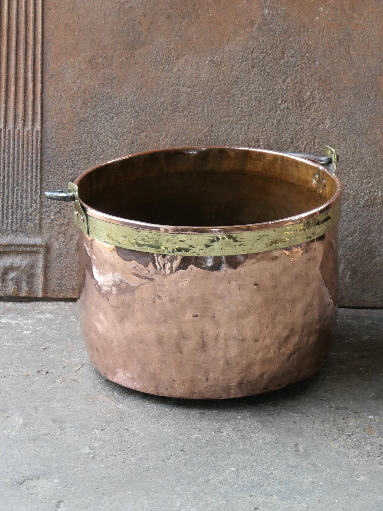 Forged 18th Century Antique Dutch Polished Copper Firewood Basket