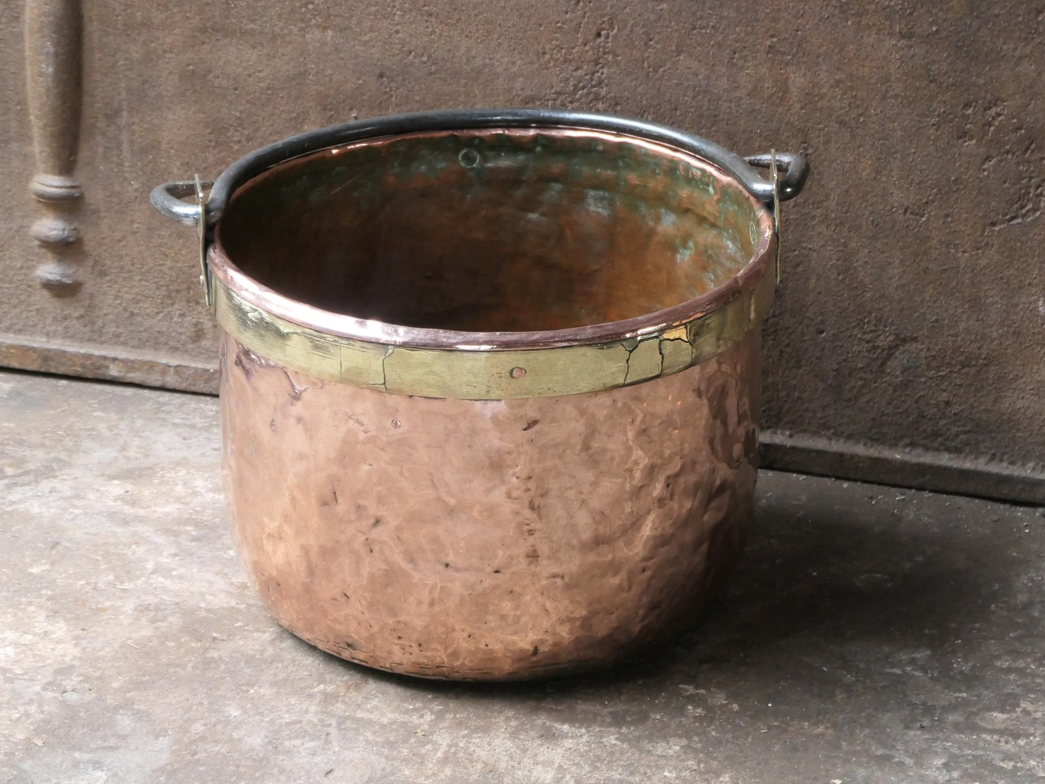 18th Century and Earlier 18th Century Antique Dutch Polished Copper Firewood Basket