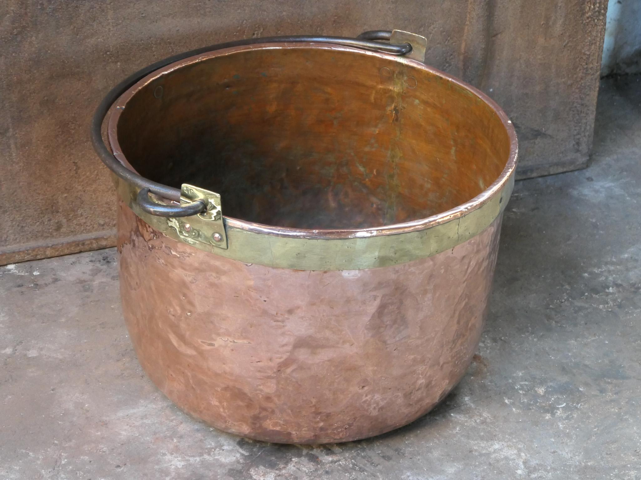 18th Century and Earlier 18th Century Antique Dutch Polished Copper Firewood Basket