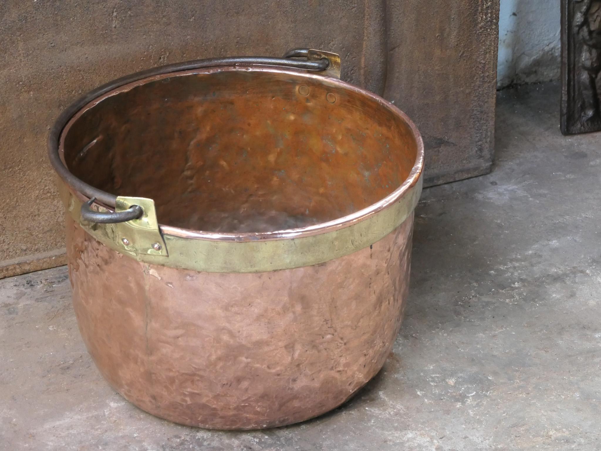 18th Century and Earlier 18th Century Antique Dutch Polished Copper Firewood Basket For Sale