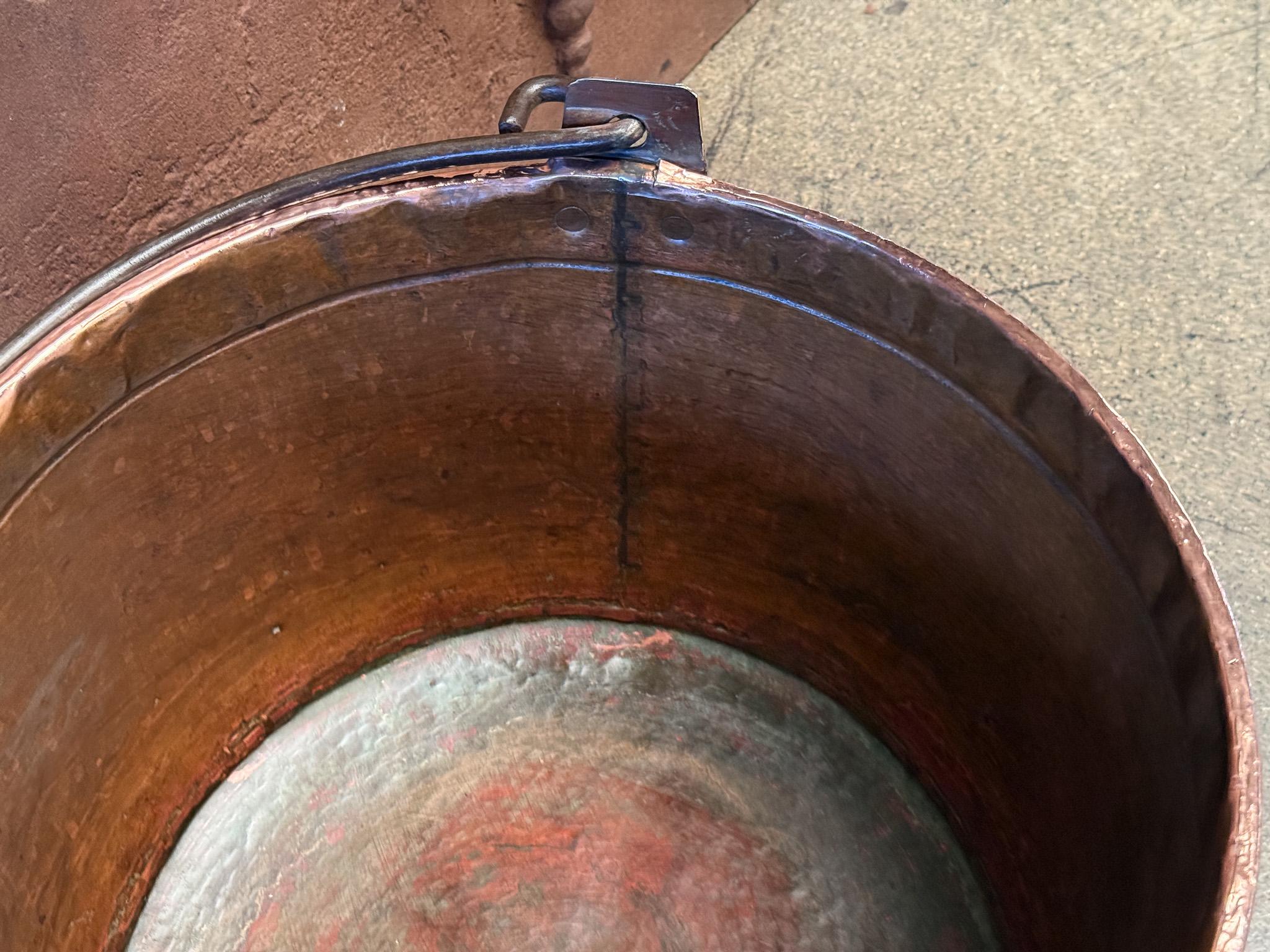 18th Century and Earlier 18th Century Antique Dutch Polished Copper Firewood Basket For Sale