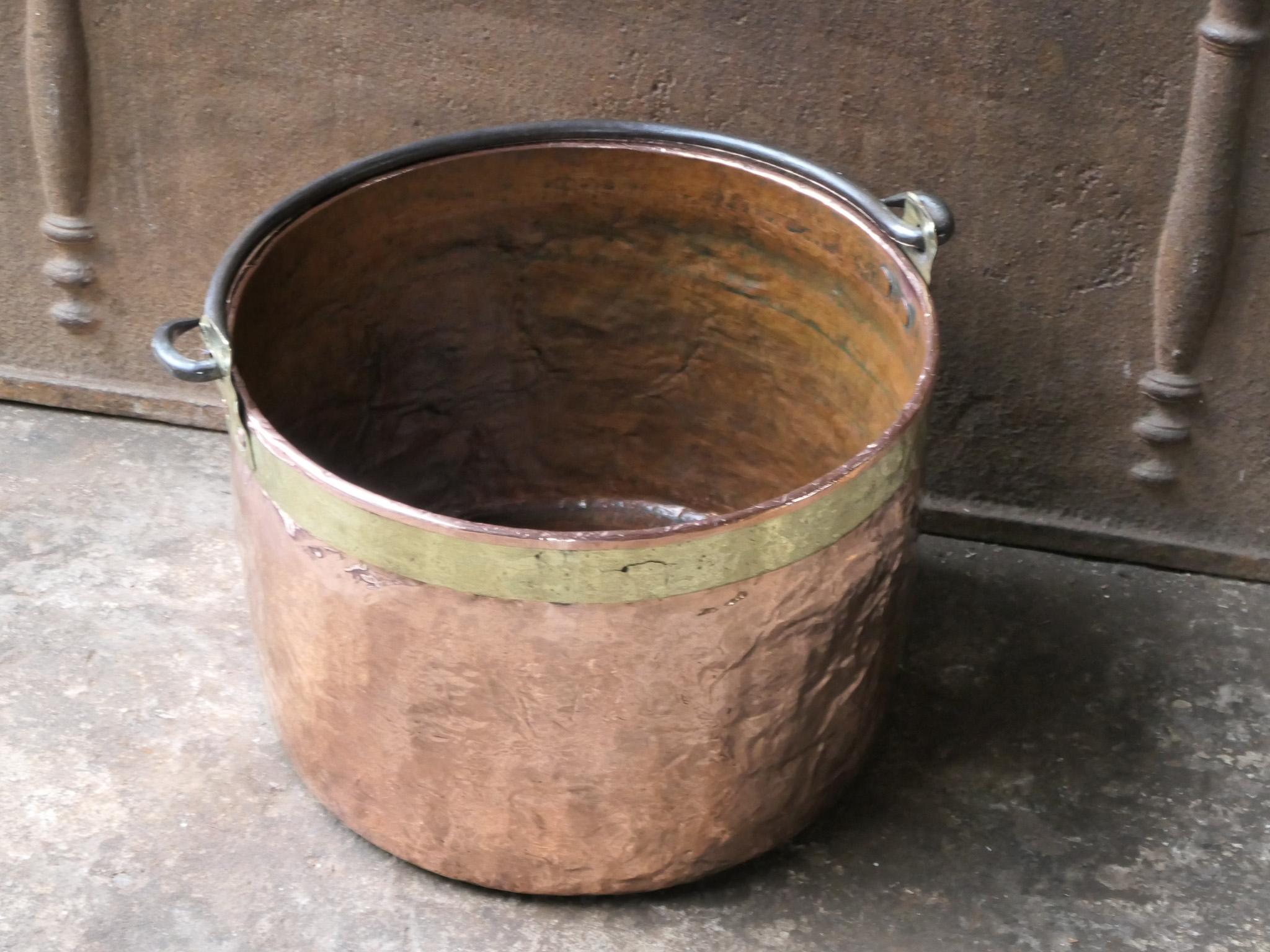 Brass 18th Century Antique Dutch Polished Copper Firewood Basket