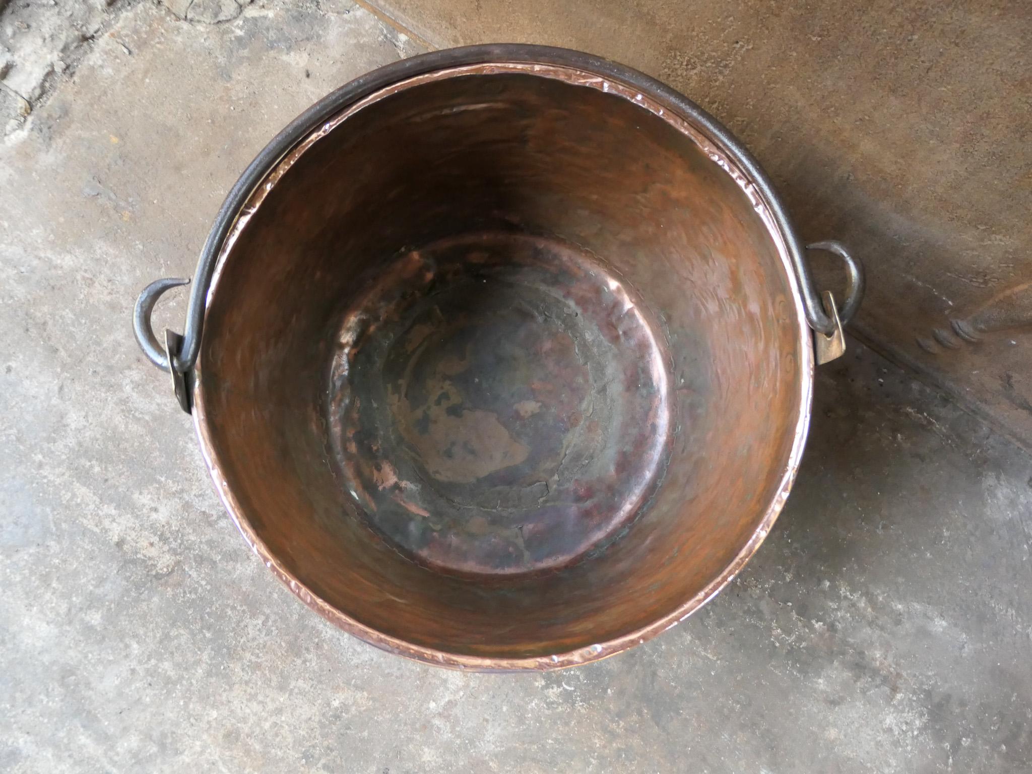 Brass 18th Century Antique Dutch Polished Copper Firewood Basket For Sale