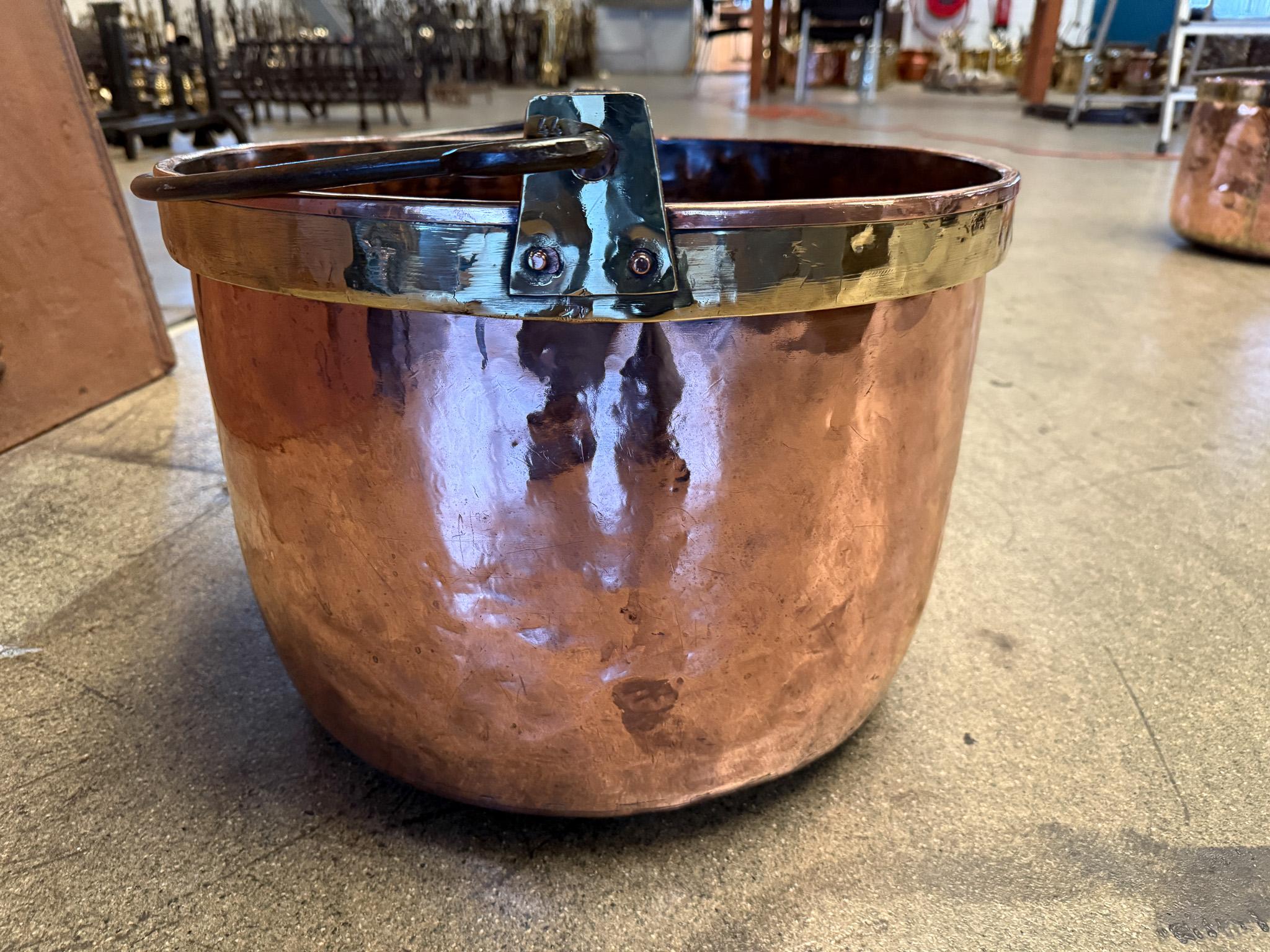 Brass 18th Century Antique Dutch Polished Copper Firewood Basket For Sale