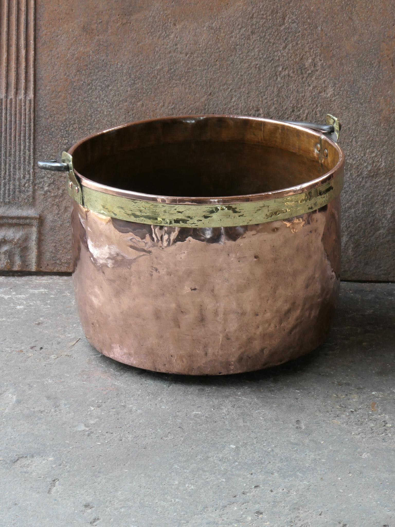 18th Century and Earlier 18th Century Antique Dutch Polished Copper Firewood Basket