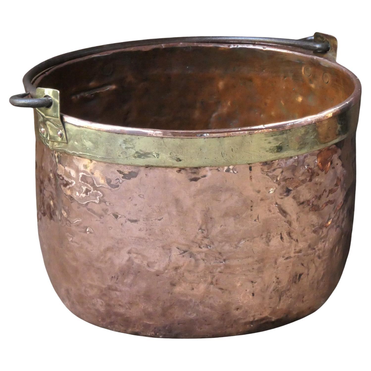 18th Century Antique Dutch Polished Copper Firewood Basket For Sale