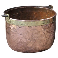 18th Century Antique Dutch Polished Copper Firewood Basket