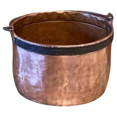 18th Century Antique Dutch Polished Copper Firewood Basket