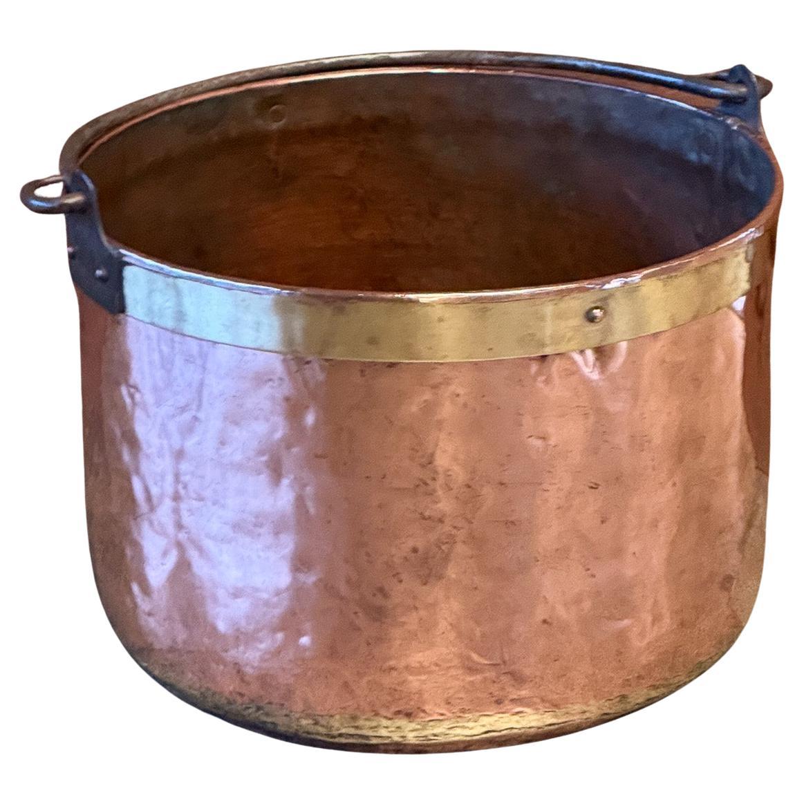 18th Century Antique Dutch Polished Copper Firewood Basket