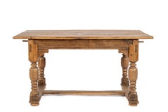 18th Century Antique Dutch Renaissance Rustic Natural Oak 'Bolpoot Tafel' Table