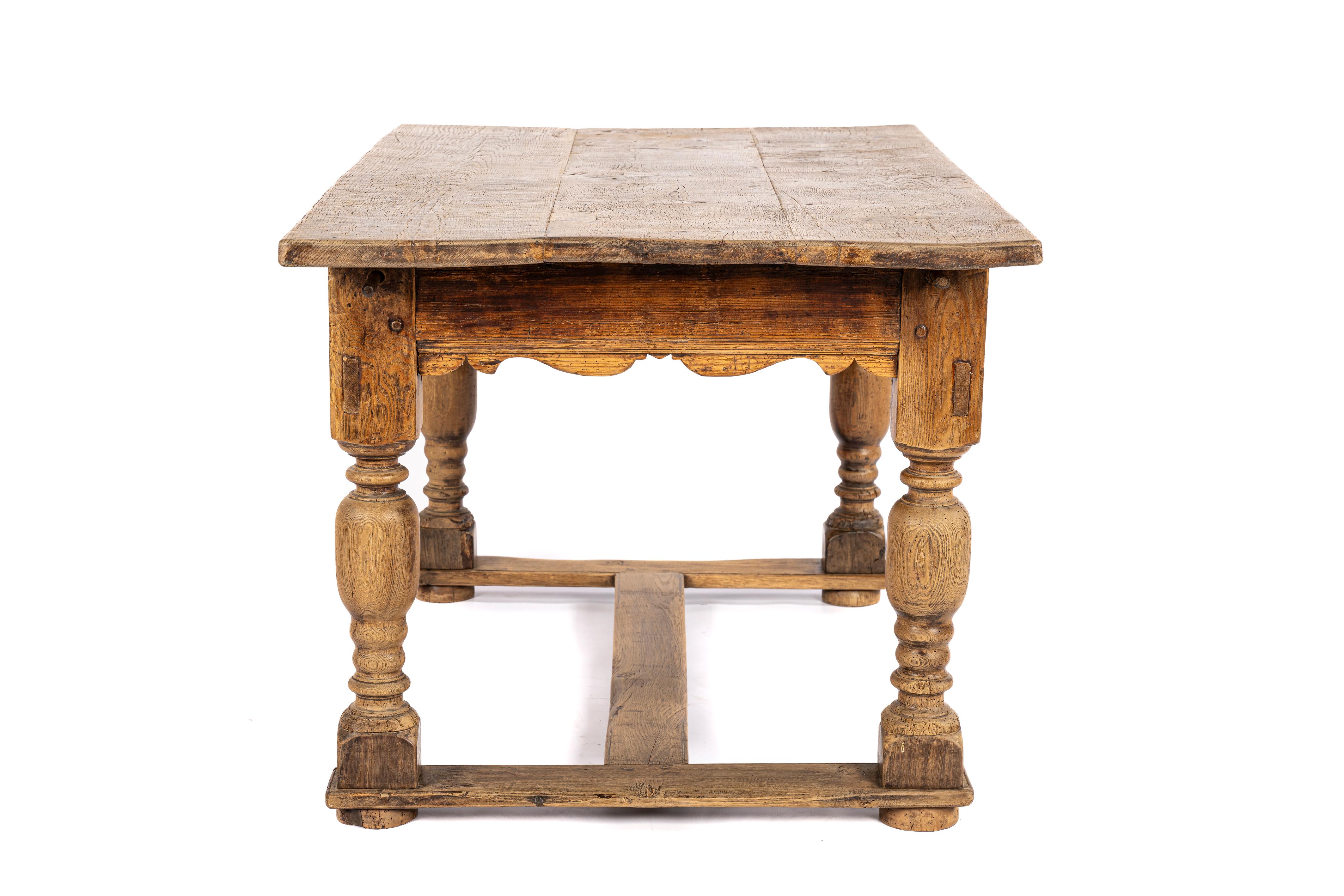 Table Bolpoot Tafel hollandaise antique de la Renaissance du 18ème siècle en chêne naturel rustique Bon état - En vente à Casteren, NL
