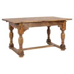18th Century Antique Dutch Renaissance Rustic Natural Oak 'Bolpoot Tafel' Table