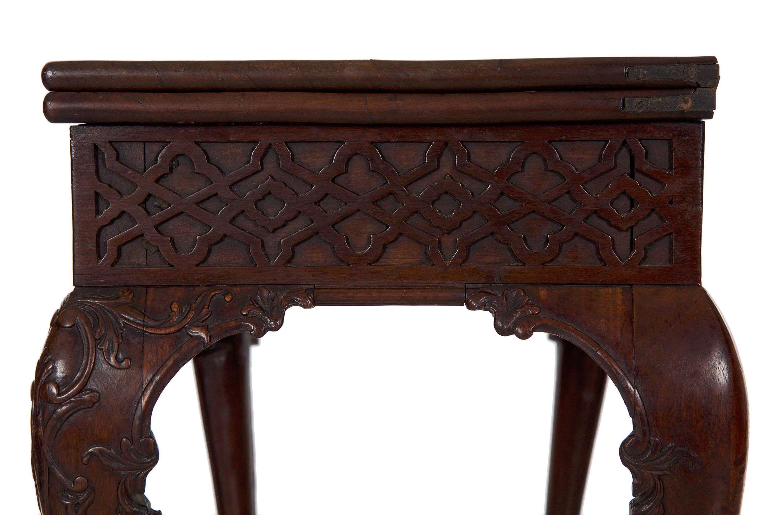18th Century Antique English Chippendale Period Mahogany Card Games Table 15